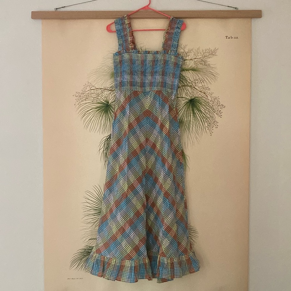 Ganni smocked bodice colorful dress